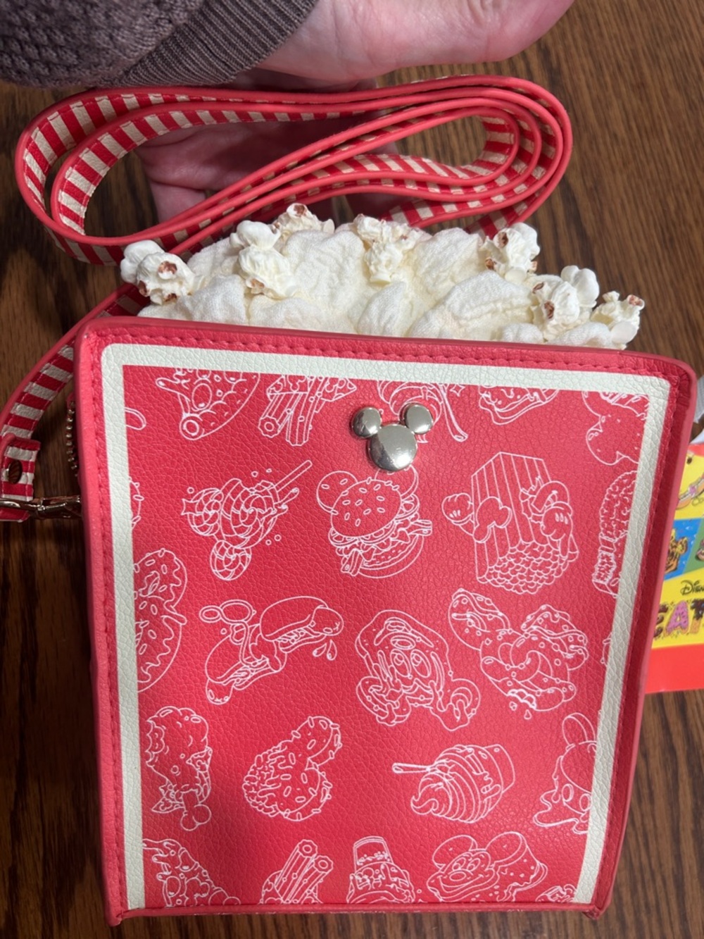 New! Disney Mickey Snack Print Crossbody Bag - Coral Pink